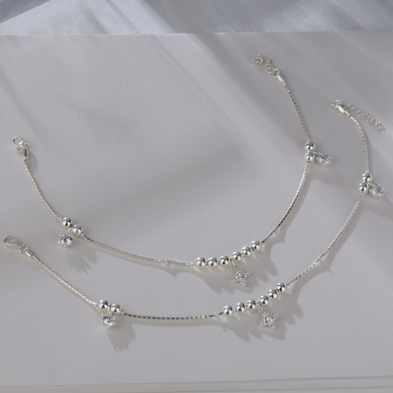 CZ Floral Charm Anklet